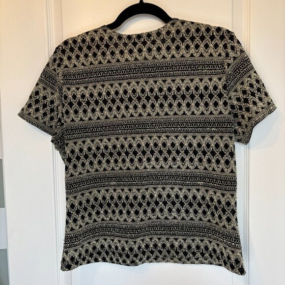 Vintage Black & Tan Textured Knit Top Size XL - Picture 2 of 8